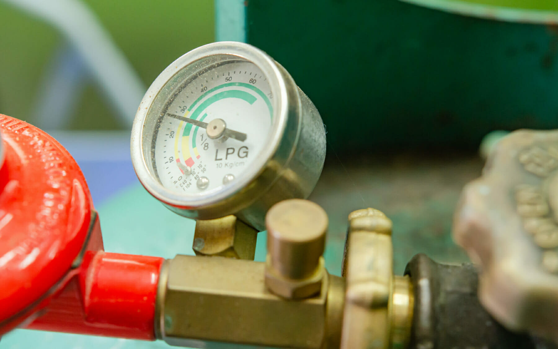 Manometer am GasflaschenDruckregler Füllstand, Flaschendruck