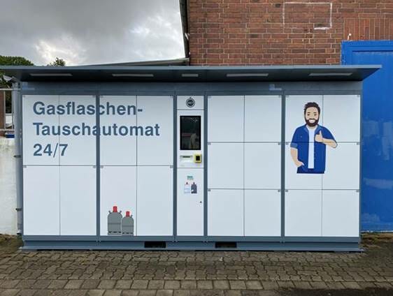 Gasflaschenautomat mit Türen in weiß